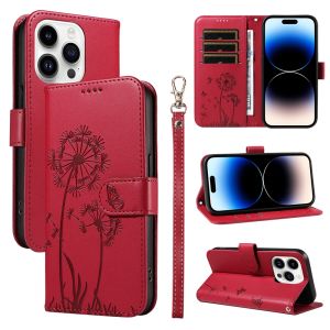 เคสโทรศัพท์กันกระแทกสำหรับ iPhone 16 15 14 13 12 11 Pro Max iPhone 6 6S 7 8 Plus SE 2022 X XR XS Max ปลอกเคสแบบฝาพับมีช่องเสียบบัตรกระเป๋าสตางค์หนังแม่เหล็กดอกแดนดิไลออน