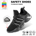 J MALL SAFETY SHOES  Medium-Low Cut Wear-Resistant Flying Woven Breathable Steel Toe Cap - 810 / YH25 / YH05 / G101 (BLACK). 