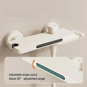 Creamy White/Grey Bathroom Waterfall Bathtub Faucet with Hand-held Shower Head Wall Mounted Hot and Cold Mixer Tap Shower Set