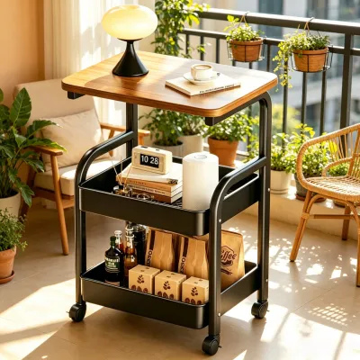 3-Tier Rolling Cart Mobile Storage Trolley Lockable Wheel Organizer Shelf for Cosmetic Kitchen Bedroom Small Space