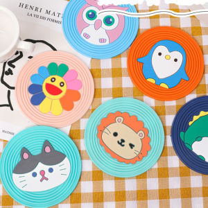 Costel Cute and creative cartoon animal coaster silicone anti slip and heat-resistant coaster kitchen heat-resistant and anti slip cartoon insulation mat high-temperature table mat tea cup mat