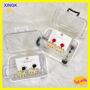 XINGK Transparent Jewelry Box Creative Mini Trunk Jewelry Organizer Simple Earrings Hairpins Storage Box Desktop Organizer Box