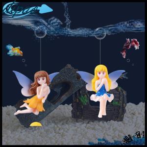 【dipao】 Cartoon Fish Tanks Decor Mini Diver Simulated Floating Mermaid Aquarium Fish Tank Decoration Kiki Pendant Aquarium Accessories