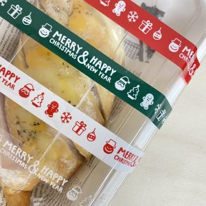 เทป Christmas 🎄& Happy New Year  15 มม. 45 หลา (ม้วน) 4  สี ติดกล่องขนม เบเกอร์รี่ เทป For u OPP tape ปิดกล่อง ติดกล่อง