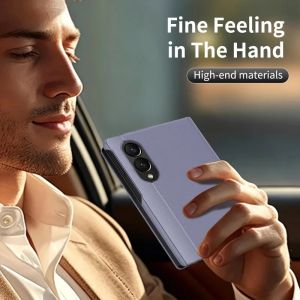 Minimalist Leather Wallet Card Holder Case for Samsung Galaxy Z Fold 8 Wide Flip Smart Display Clear Window For Fold8 Cover