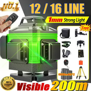 Original 12/16 Line Laser Level Green Light Self-Leveling 360° Rotary Cross 4D laser level for construction Auto Measurement tools with Tripod