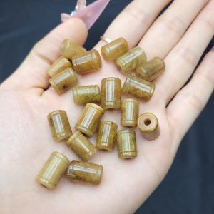 Q553 Lu thống trúc Thạch Anh Tóc Vàng Nâu Cà Phê sẵn lỗ 2li Thổ và Kim - Phong Thuỷ TUDO P