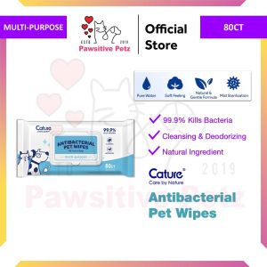 Cature Antibacterial Pet Wipes 80 Sheets Tisu Basah Anjing Kucing Haiwan Peliharaan Antibacterial