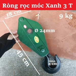 Ròng Rọc Móc Xanh T3 Xoay 360 Độ Rãnh Ø 24mm Kéo Hàng Bền Bỉ Dễ Lắp Đặt Xây Dựng Sửa Chữa Nhà