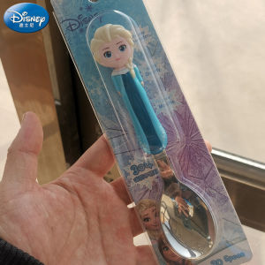 ช้อนอุปกรณ์ทานอาหารสำหรับเด็กแท้ดิสนีย์กล่องส้อมเครื่องใช้บนโต๊ะอาหารลายการ์ตูนเด็กใช้พกพาออกนอกสถานที่ส้อมผลไม้ช้อนทานอาหารสะอาด