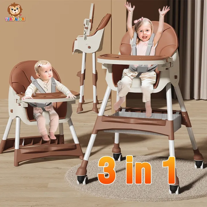เก้าอี้และที่นั่งเด็ก Tinylion เก้าอี้กินข้าวเด็ก เก้าอี้ทานข้าวเด็ก เก้าอี้กินข้าวเด็กมีถาดรอง เข็มขัดนิรภัยแบบสามจุด