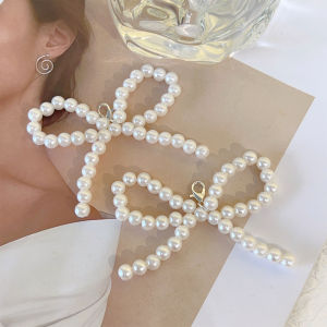 2Pcs Sweet Cute Imitation Pearl Bowknot Beaded Pendant Shoe Buckle Y2K Style Bow Decorative Charms Women Girls Shoe Accessories