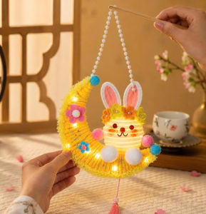 Lồng Đèn Kẽm Nhung DIY Thỏ Trung Thu Có Đèn LED – Bộ Handmade Tự Hoàn Thiện Trang Trí Ánh Sáng Ấm