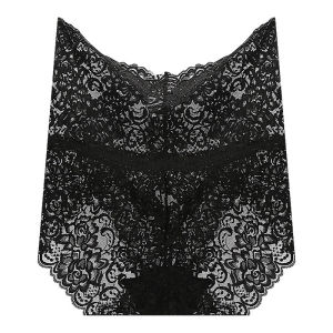 กางเกงชั้นในลูกไม้เซ็กซี่สำหรับผู้หญิงขนาดบวกเอวสูงชุดชั้นในเซ็กซี่และใสขนาดใหญ่สีชมพูสีดำ