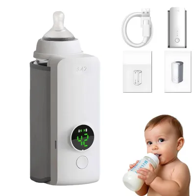 Rechargeable Baby Bottle Warmer 6Levels Temperature Adjustment with Temperature Display Warmer Sleeve Feeding Accessorie