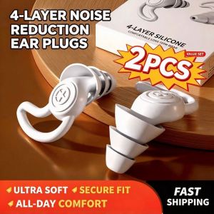 2Pcs Noise-proof earplugs earmuffs sleep covers 3-layer swimming red/black/white options