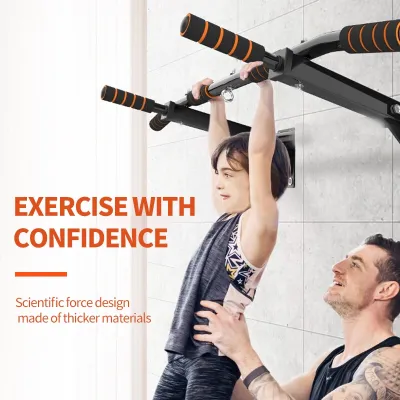 AKZ Heavy Duty Pull Up Bar Wall Mounted Chin Up Bar Home Gym Push Up Bar Fitness Exercise Equipment for Workout Training