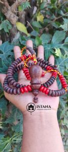 Tasbih kayu galih asem kombinasi batu read koral marjan ukuran 10mm Muslim Motif