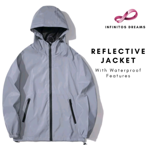 Reflective Waterproof Motorcycle Jacket Windbreaker Cycling Running Night Safety Jaket Pantul Cahaya Men Women Water-Resistant