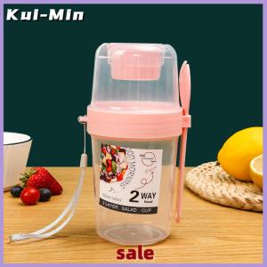 Kui-Min Hot Bữa ăn sáng trái cây Yến Mạch Sữa chua salad cup với nắp và muỗng hai lớp thực phẩm lưu trữ Bento hộp thể Dục Giảm Béo côn bát