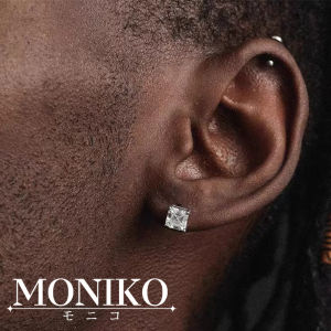 MONIKO Silver 925 Original Italy Silver Faux Diamond Shiny Zircon Stud Stone Earrings for Women for kids for men gift items for women for man【a pair】