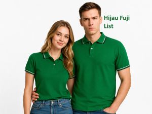 ( Hijau Fuji List ) Kaos Kerah Pendek FO List Warna Hijau Fuji / Hijau Natal List - Kaos Kerah List Lengan Pendek - Kaos Kerah Polos List