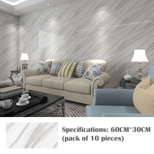 60x30cm 3D wallpaper tile wall sticker imitation marble self-adhesive waterproof decorative sticker living room bathroom