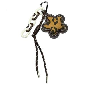 Dây bện móc khóa in Da Báo hoa Túi kem Charm Mặt dây chuyền phụ kiện túi thời trang cho túi xách ba lô kiểu dáng