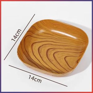 12pcs/set Kitchen Wood Grain Plastic Square Plate Dried Fruit Fruit Cake Snack Plates PAZU