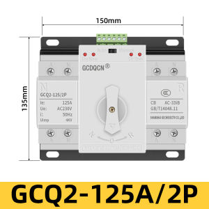 GCDQCN Auto Manual ATS Dual Power Transfer Switch 125/2P AC230V Power Change‑Over for Home Emergency Generator PV System