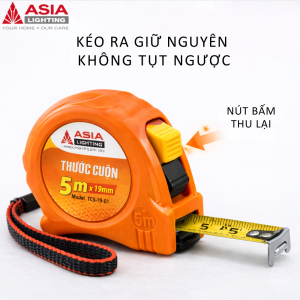 Thước Dây Cuộn 5M ASIA Cao Cấp – Bản Rộng 25mm Tự Thu Nhanh Khóa Chắc Đo Chuẩn Vỏ Chống Va Đập Dùng Gia Đình Công Trình