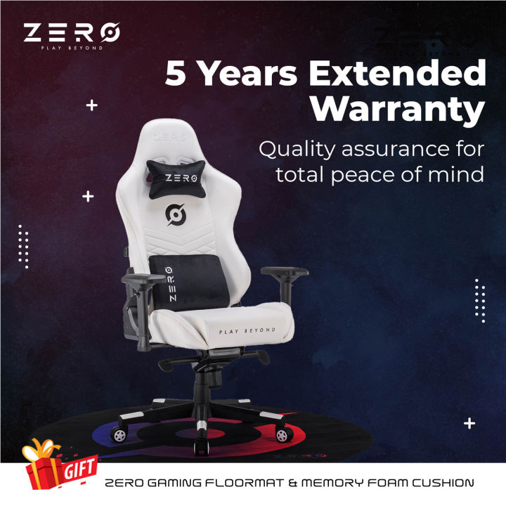 ZERO Gaming Chair Kerusi Gaming - Origin Series Arctic White (5 Years