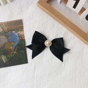 DOWNA Princess Memorial Black Ribbon Brooch Black Satin Pearl Badge Pin Multi-layer Badge Accessory For Funerals and Mourning