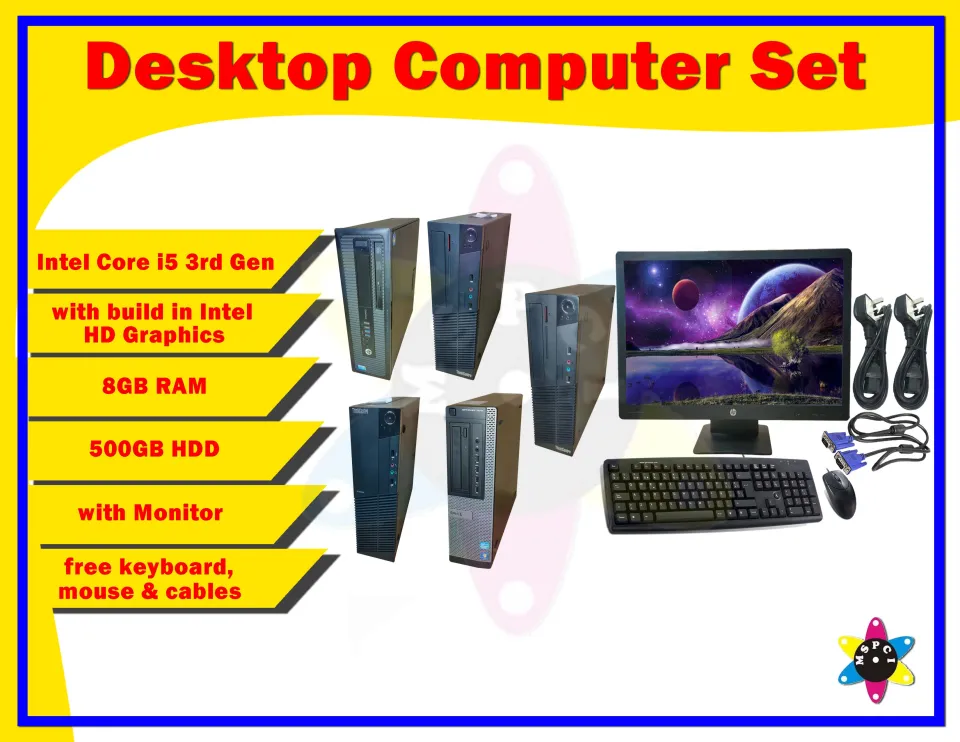 Slim Desktop Computer Set Desktop Core i5 4th Gen 8GB RAM 500GB