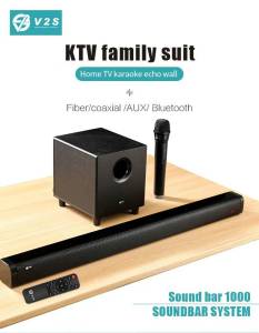 V2S Soundbar 1000 With External Subwoofer Bluetooth Speaker Soundbar System With Wireless Microphone