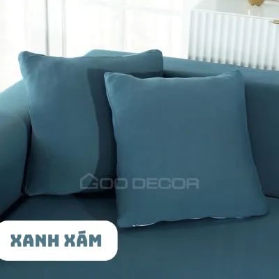 Vỏ gối sofa GOO Decor màu trơn vải thun sữa bọc gối tựa sofa 45x45 hình vuông