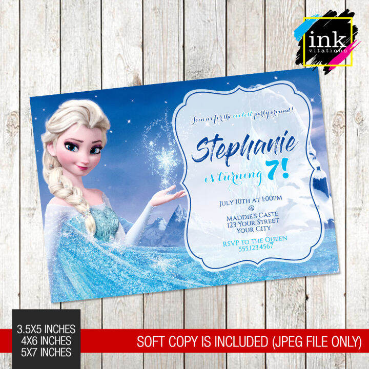 10pcs Disney Frozen Anna Elsa Themed Birthday Invitation Card B008 ...