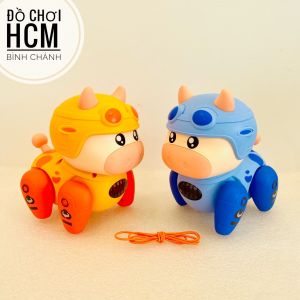 [LOẠI TO] Đồ chơi trẻ em bò sữa chạy pin có đèn nhạc kèm dây cho bé dắt đi dạo dễ thương tăng khả năng nhận biết QB48