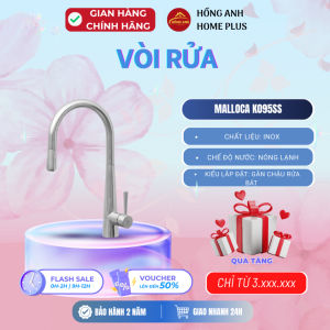Vòi rửa chén Malloca K095SS inox nóng lạnh dây rút cao cấp thiết kế cổ ngỗng hiện đại sang trọng