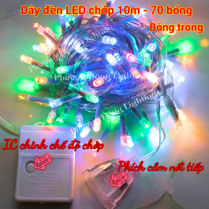 Dây đèn LED chớp trang trí Noel 10m - 70 bóng - 8 kiểu chớp chống nước CÓ NỐI