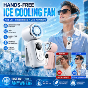 Portable Clip Fan USB Cooling Fan with Ice Pack Design Mini Personal Desk Fan Home Office Travel