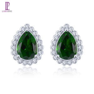Lohaspie Jewelry Bông Tai Dạng Hạt 1.6 Carat Bông Tai Dạng Hạt Diopside Chrome Tự Nhiên Giảm Giá Chính Hãng Bạc 925 Bông Tai Đá Quý Hình Quả Lê Cho Nữ Trang Sức Quà Tặng Sinh Nhật