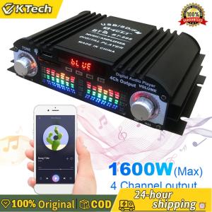 【Vktech】1600W Peak Power Digital 4 Channel Audio Amplifiers FM USB Bluetooth-Compatible Karaoke Player 4 Channel HiFi Stereo AMP