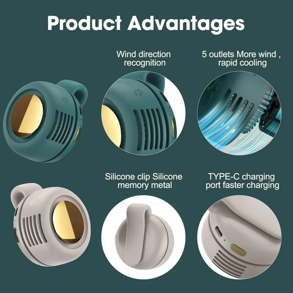 Clip On Fan, Portable Silent Mini Bladeless Fan, 3 Speeds Clip-on Fans For Shirt - View #13