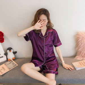 luckyBagshop.ชุดนอนแฟชั่นเกาหลี,Womenผ้าซาติน.เสื้อแขนยาว+กางเกงขายาว1814