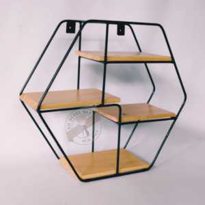 Rak Hiasan Dinding Segienam / Rak Hiasan Tempel Dinding Murah