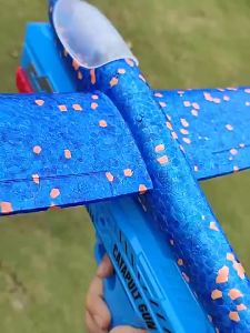 hot sale-instocklakoe Kids Airplane Toy Throwing Foam Glider Toy Airplane Launcher Toy LED Catapult  Shooting