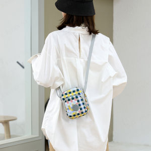 H Wanita Tiga Lapisan Beg Kecil Beg Nylon Beg Utusan Menegak Kasual Beg Syiling Kunci Beg Bahu Pelbagai Warna