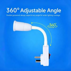 Plug in Flexible Wall Light Socket Adapter E27 Lamp Bulb Extension Holder