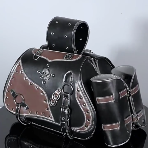 Pair Motorcycle Side Panniers with Classical Vintage Designs & Ample Space Leather Motorcycle Storage for Person Items